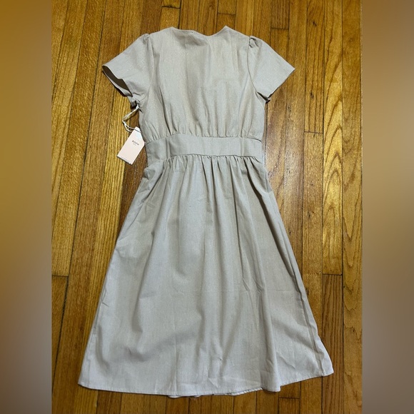 NWT Blashe Button Down Dress Size S Tie Belt Collared Short Sleeve Linen Blend - Picture 8 of 8